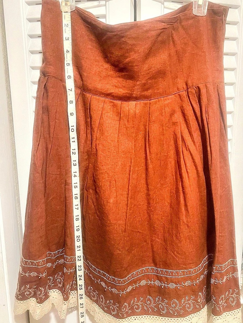 ninety Brown Lace Trim Full Skirt Size XL